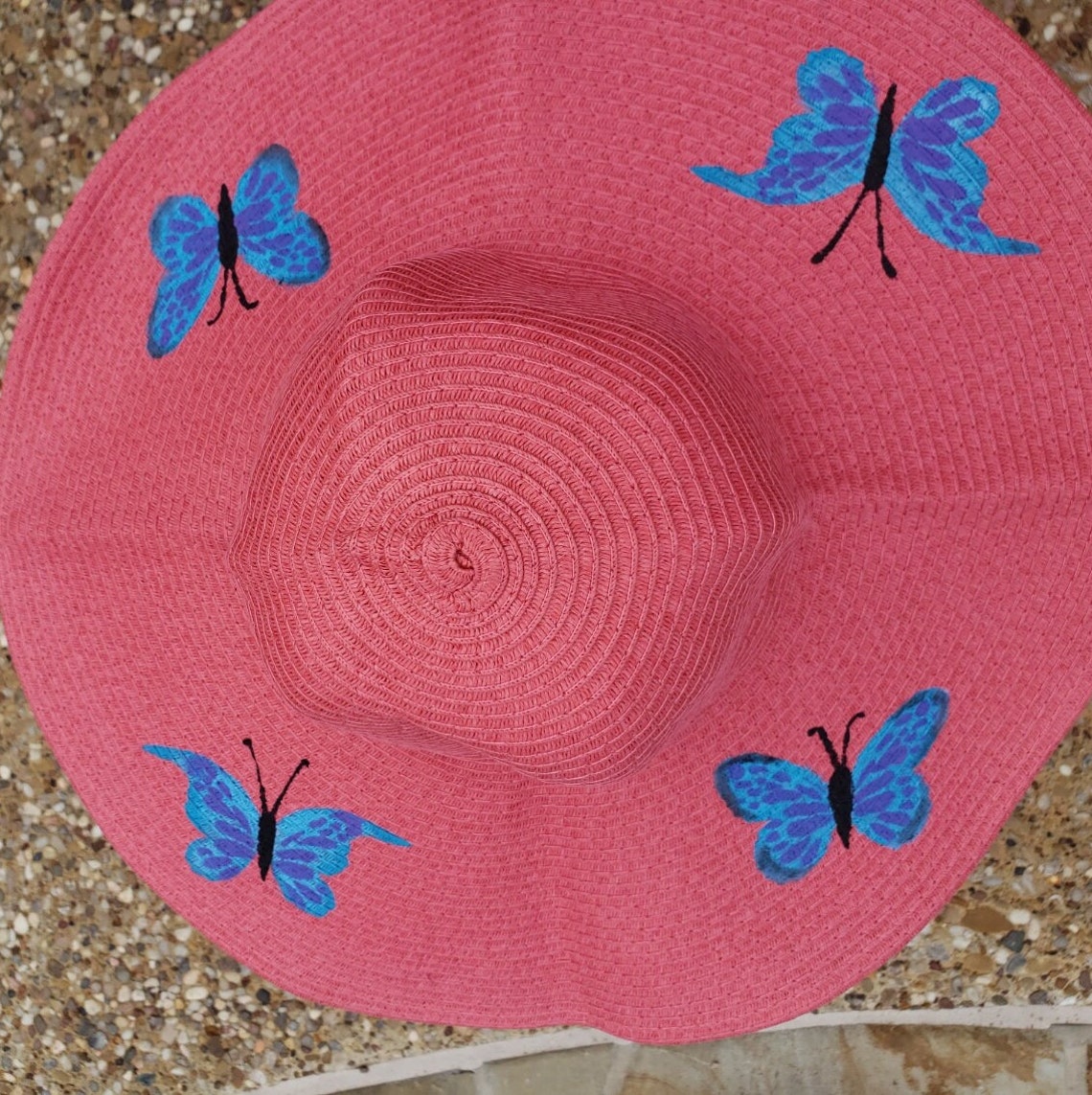 Butterfly Hat Hand Painted Hat Women's Straw Hat Panama Etsy