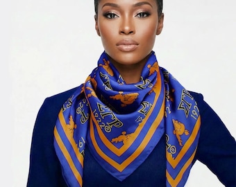 Bufanda Sigma Gamma Rho, azul y dorada (35,5)