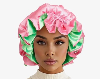 Gorro de dormir de satén verde de la hermandad Alpha Kappa Alpha