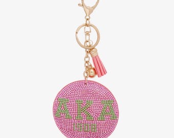 Llavero rosa y verde de la hermandad Alpha Kappa Alpha