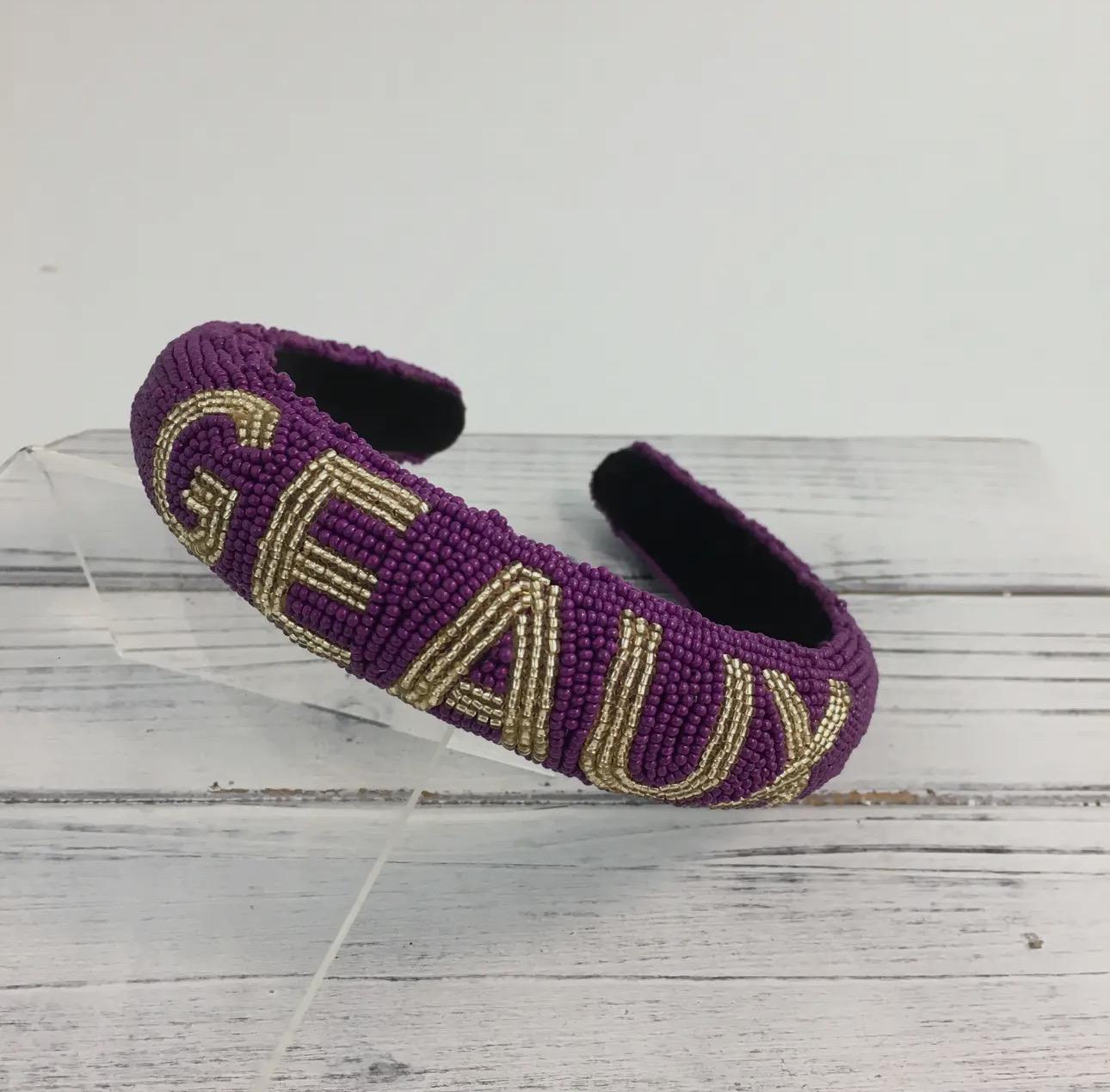 NEW Purple and Gold Football Beaded Headband LSU Tigers Game Days Lsu Purple Gold Tigers Bead Headband - Etsy main image 3