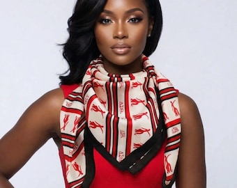 Bufanda Delta Sigma Theta, color carmesí y crema (35,5")