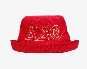 Sombrero tipo cubo rojo y blanco bordado de Delta Sigma Theta de 1913 (Talla única)