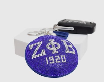 Zeta Phi Beta  Blue and White Sorority Keychain (Bag Charm)