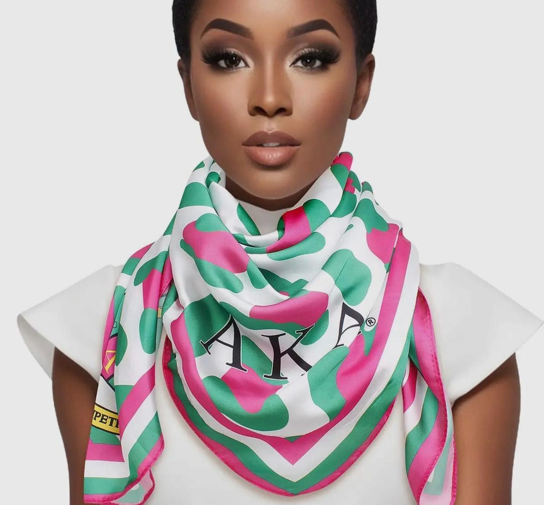 AKA Alpha Kappa Sorority Leopard Print Square Scarf pink And Green aka-alpha-kappa-sorority-leopard-print-square-scarf-pink-and-green