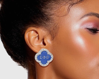 Pendientes de botón de la hermandad Zeta Phi Beta Blue (orejas perforadas)