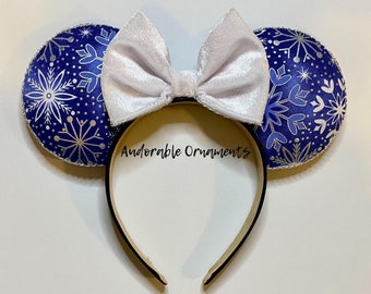 Orecchie di Topolino fiocco di neve blu