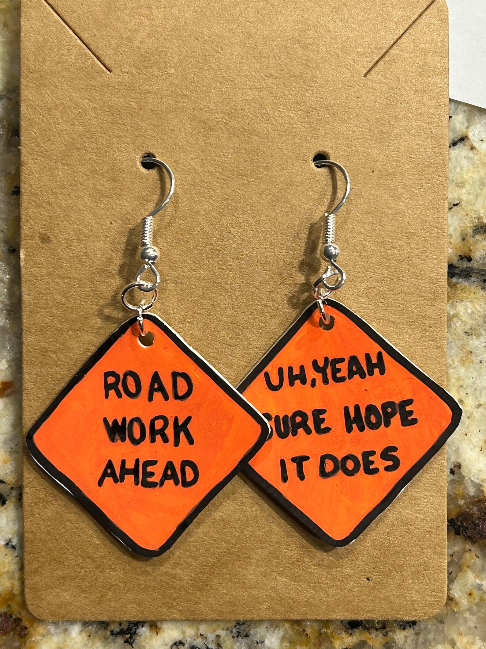 Roadwork Sign Earrings Etsy