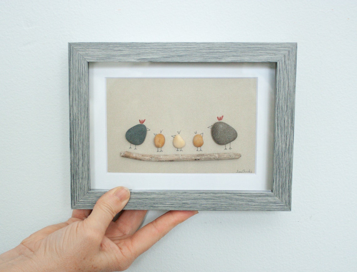 Framed Chicken Decor Chicken Wall Art Family of Five Etsy
