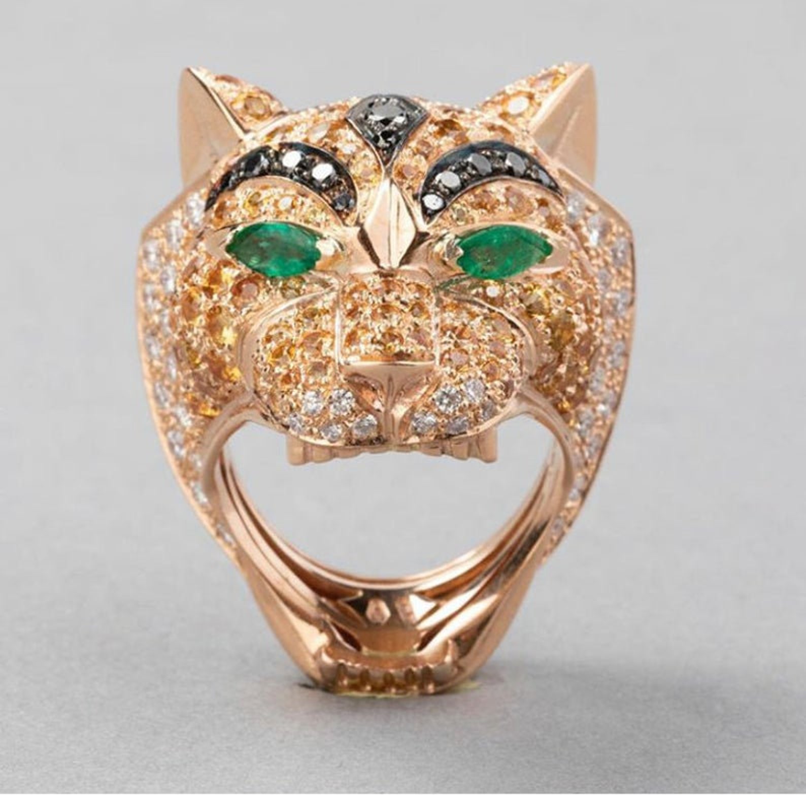 Tiger Head/ 14k gold touch/ mens ring/ 925 Sterling Silver/ Etsy