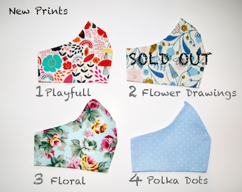 Handmade Face masks, Triple Layered, 100% Cotton with a Filter pocket Includes one filter, Free delivery. Reusable, Washable Face Mask, UK