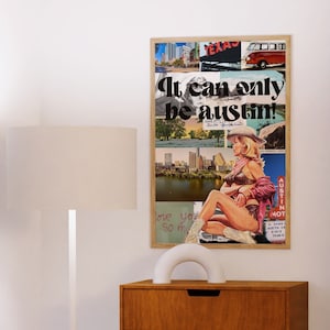Austin Wall Art - Decoração da cidade - Colagem de cartão postal vintage de Austin - Maximalismo - Download digital - Impressão grande - Proporção 2:3 - Estética retrô