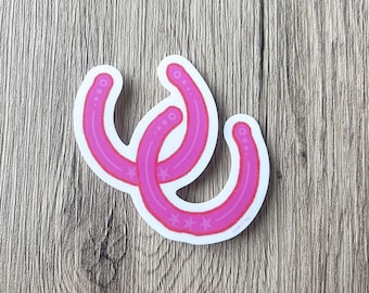 Pink Horseshoe Sticker - Cute Cowgirl Vinyl Decal - Western Lucky Sticker for Laptop or Water Bottle - Girly Gift Idea