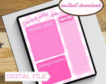 Cowgirl Kirche Notizblock Digitaler Download, Predigt Notizen & Gebet Journal Seite, Dankbarkeitsliste PNG, GoodNotes Notizbuch, Western Ästhetik