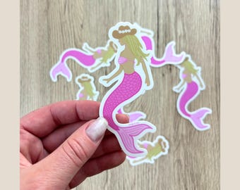Cowgirl Mermaid Sticker – Pink Coastal Cowgirl Vinyl for Beachy Western Girlie- Coastal Sticker- Mermaid sticker- Coastal Cowgirl