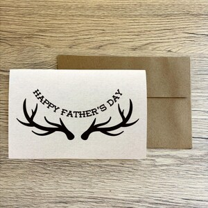 Tarjeta del Día del Padre con Astas: Tarjeta rústica de felicitación para papá cazador, tarjeta minimalista para el Día del Padre al aire libre, tarjeta con diseño de astas para él, tarjeta de caza
