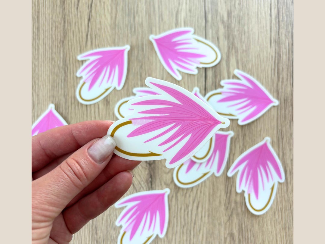Pink Fly Fishing Sticker – Cute Vinyl Fly for Outdoorsy Girlies, Water ...