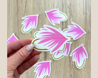 Pink Fly Fishing Sticker – Cute Vinyl Fly for Outdoorsy Girlies, Water Bottles & Gear