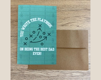 Football Playbook Father's Day Card – Funny Dad Card, Sports Greeting Card for Father's Day, Best Dad Ever Gift, Playbook Card for Coach Dad
