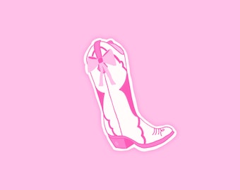 Cowboy boot sticker/pink cowgirl boot sticker/ western sticker/pink sticker/boots