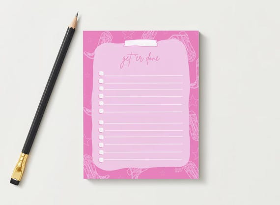 Get 'Er Done Notepad/todo list/notepad/check list/cowgirl notebook/cowgirl to do list/list making