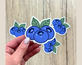 Blueberry Sticker – Cute Fruit Vinyl Sticker for Water Bottles, Journals & Laptops- cottage cowgirl sticker