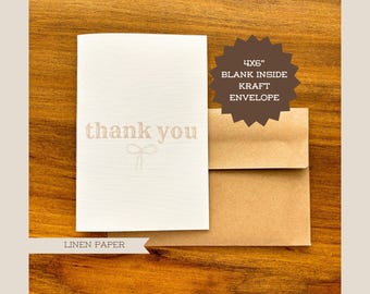 Western Thank You Card/Greeting Card/Cards for Women/cowboy/bow card/brown and white card