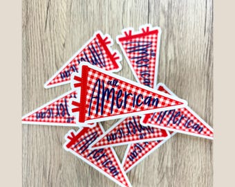 All American Gingham Wimpel Aufkleber, Retro 4. Juli Vinyl Aufkleber, Rot Karierter Aufkleber für Coolers Tumbler Journals