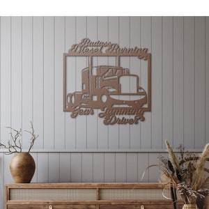 Trucker Metal Wall Art, Truck Driver Wall Metal Art, Trucker gift, Diesel Burning Gear Jamming Driver, Fathers Day Gift