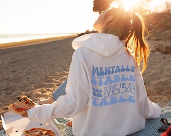 Oversized Aesthetic Hoodie, VSCO hoodie, Trendy Tumblr Hoodie, Sweatshirt words on back, pinterest, Positivity Quote, Blue
