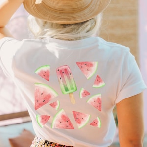 Watermelon Ice Pop Aquarell Shirt, Cottagecore Botanisches Obst Shirt, süßer Sommer Strand Obst BlumenKind, Geschenk für Tochter, Oversized