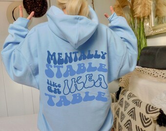 Oversized Aesthetic Hoodie, VSCO hoodie, Trendy Tumblr Hoodie, Sweatshirt words on back, pinterest, Positivity Quote, Blue