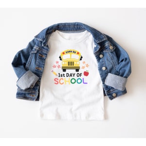 First Day of School Shirt for Elementary School Child, 1st day of pre-school, grade school gift, gift for child, school bus shirt