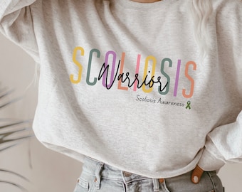 Scoliosis Warrior trui, Scoliose cadeau, Scoliose Bewustzijn, Scolio scoli shirt Healing Mental Health kleurrijke scoliose shirt