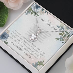 Hermoso regalo de collar de novia, despliegue novio militar, regalo de novia militar, regalo de despliegue para gifrlfriend carta