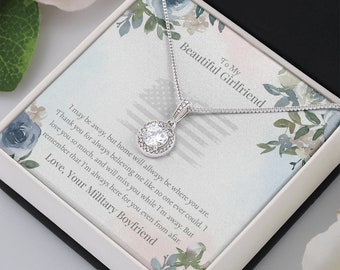 Beautiful girlfriend necklace gift, deployment millitary boyfriend, military girlfriend gift, deployment gift for gifrlfriend letter