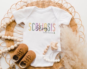 Infant Scoliosis Strong Bodysuit Shirt, Scoliosis Warrior, Scoliosis Awareness Baby, June Awareness Month Baby Suit, Support Family