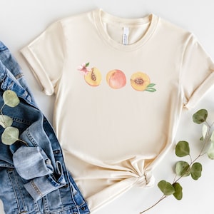 Peach watercolor shirt, cottagecore botanical fruit shirt, cute spring fruit flower child, gift for gardening lover shirt, spring flower tee