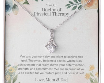 Doctor of Physical Therapy Graduation Necklace Gift for her, DPT Graduation jewelry Gift, To A New Doctor Of, Sterling silver white gold