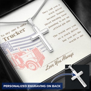 Personalized Trucker Necklace, Truck Driver, Trucker Fathers Day Gift, Trucker Wife Son Daughter, Trucker gift, Trucker dad Jewelry