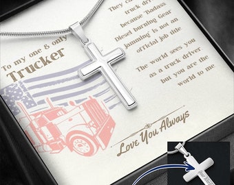 Personalized Trucker Necklace, Truck Driver, Trucker Fathers Day Gift, Trucker Wife Son Daughter, Trucker gift, Trucker dad Jewelry