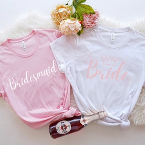 Bride to be, Bridesmaid, Bridal Party Shirts, Short Sleeve Tee, Soft Pink, Light Pink