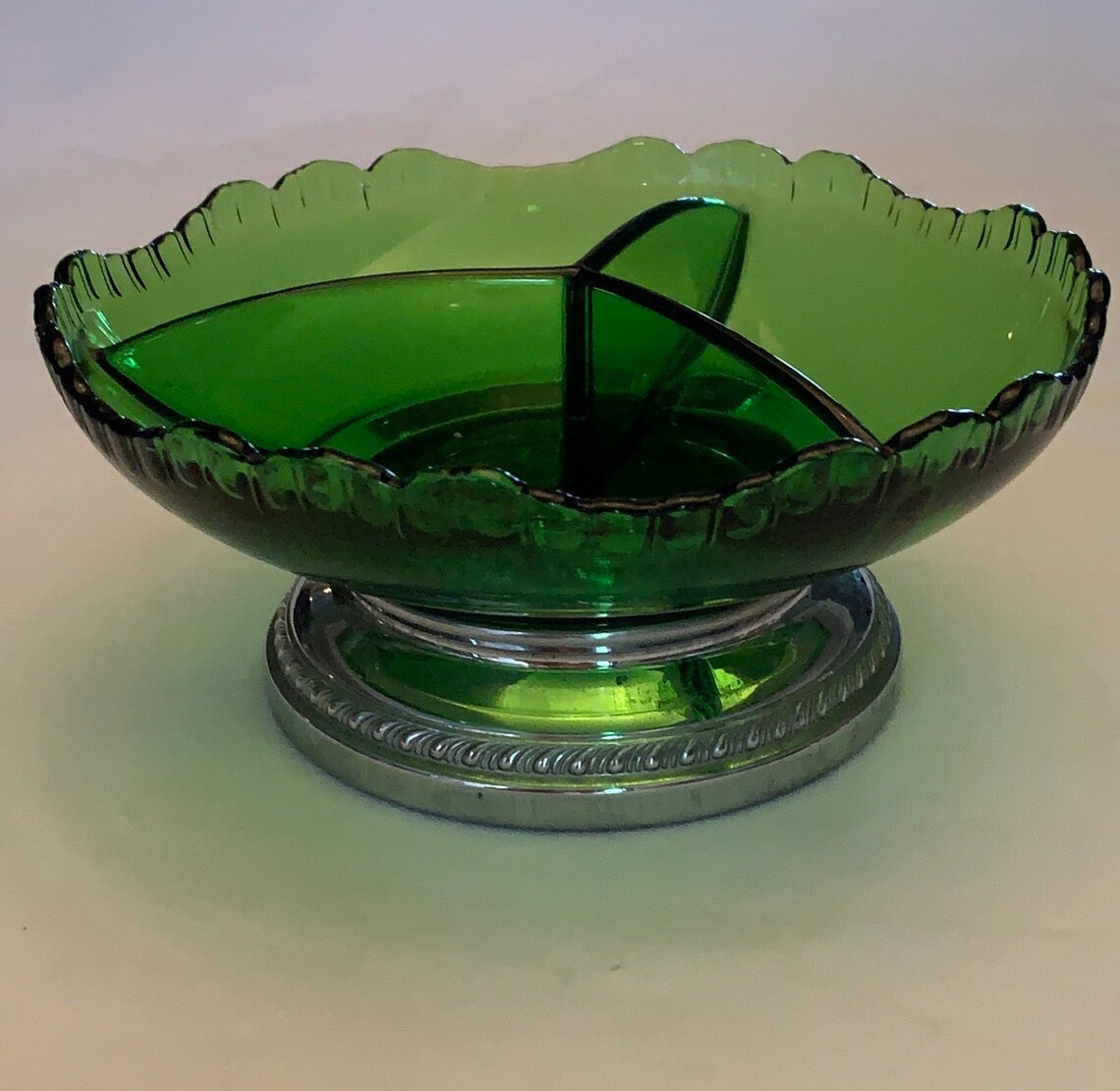 Vintage compote bowl Cambridge glass emerald green Krome Kraft Etsy