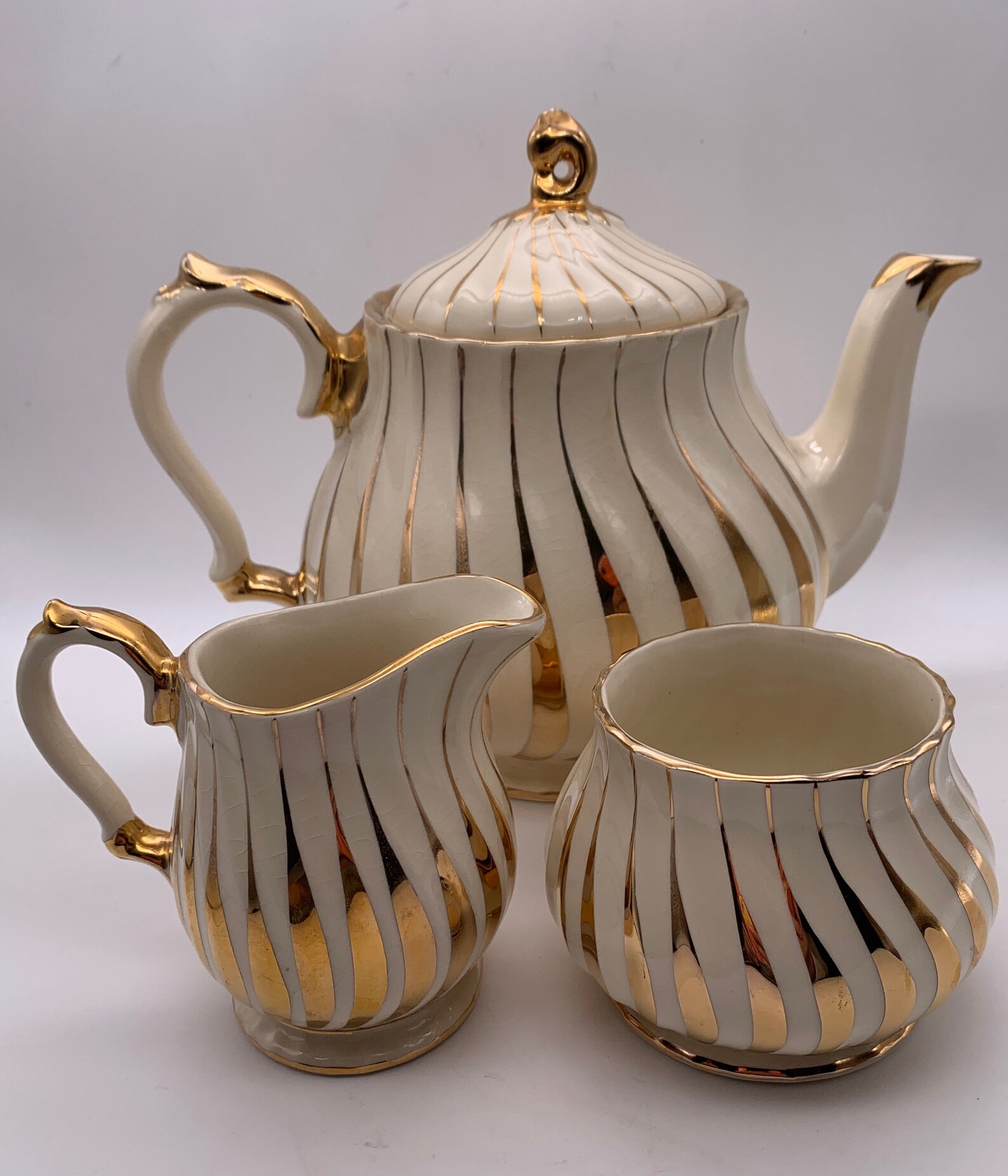 Sadler England Teapot Creamer & Sugar Bowl. Ivory with God Etsy