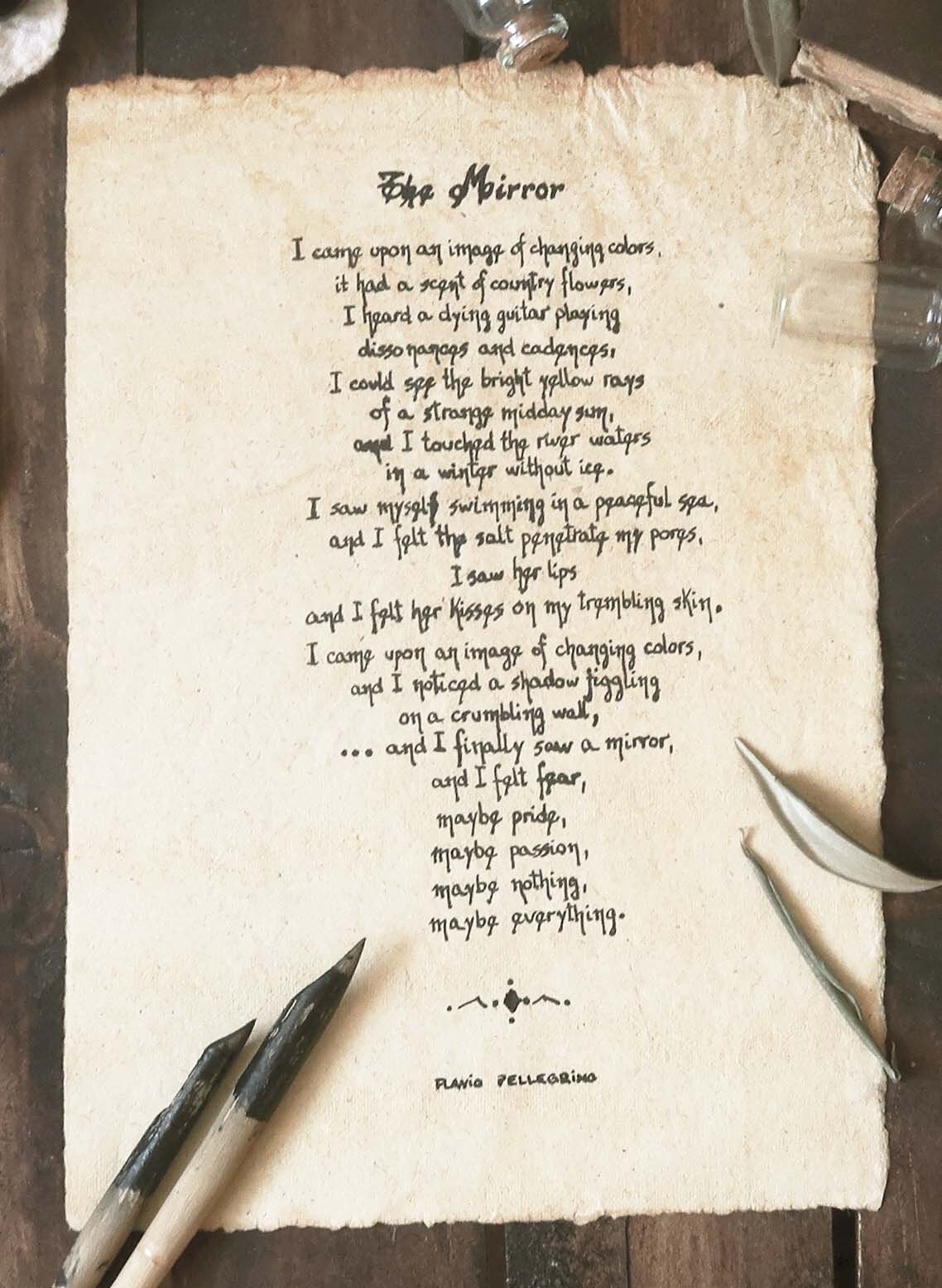 The Mirror Original Poem Handwritten with Bamboo Dip Pen on Etsy