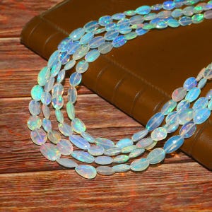 AAA Ethiopian Opal Faceted Nugget Beads Necklace: 17 Inch, Natural Gemstone