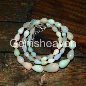 October Birthstone Opal Beads, Faceted Teardrops Opal Beads, White Luxury Opal Beads, Vintage Opal Beaded Necklace Jewelry, Gift For Her