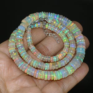 Äthiopische Opalperlen, Weiße Opalperlen, Feueropalperlen, Echte Opalperlen, Galaxienopal, Reifenopalperlen, Geburtssteinschmuck, Geschenk für Freunde