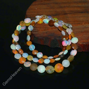 Special Sale Opal Beads, Opal Coin Beads, Brown Opal Beads, Ethiopian Opal Gemstone Beads, Handcrafted Opal Beaded Necklace, Gift For Mom
