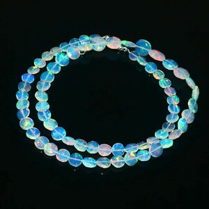 AAA Ethiopian Opal Coin Beads: 17 Inch Vintage Necklace Jewelry